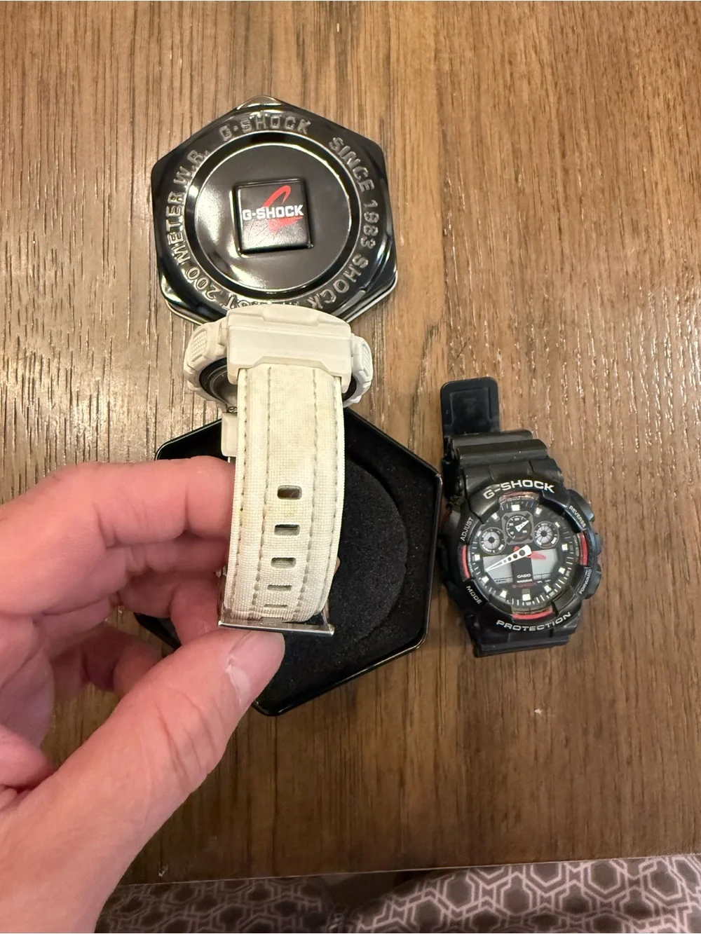 Casio G-SHOCK White Digital Sport Watch with Black Dial Accents
